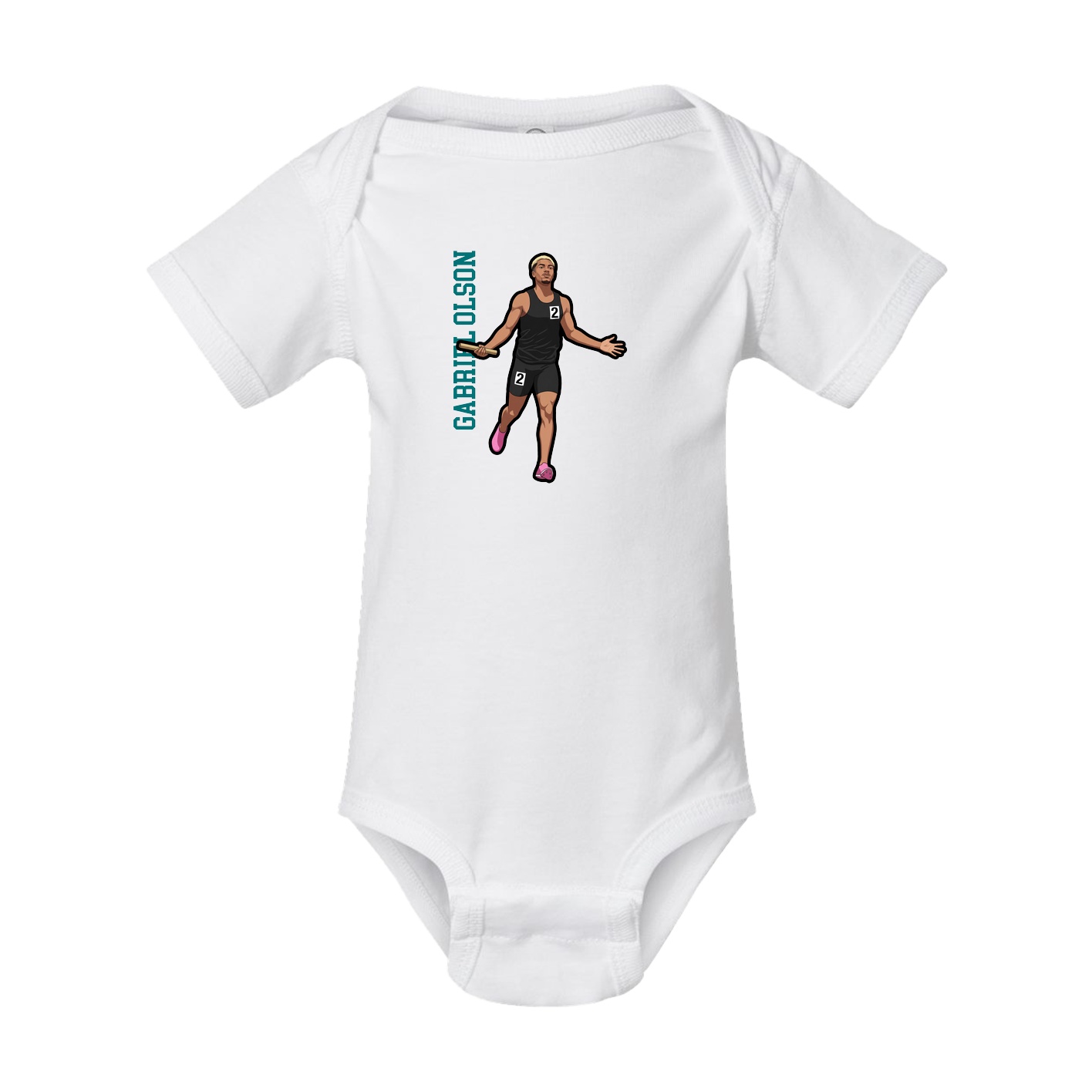 Baby Onesie — Name Vertical in White
