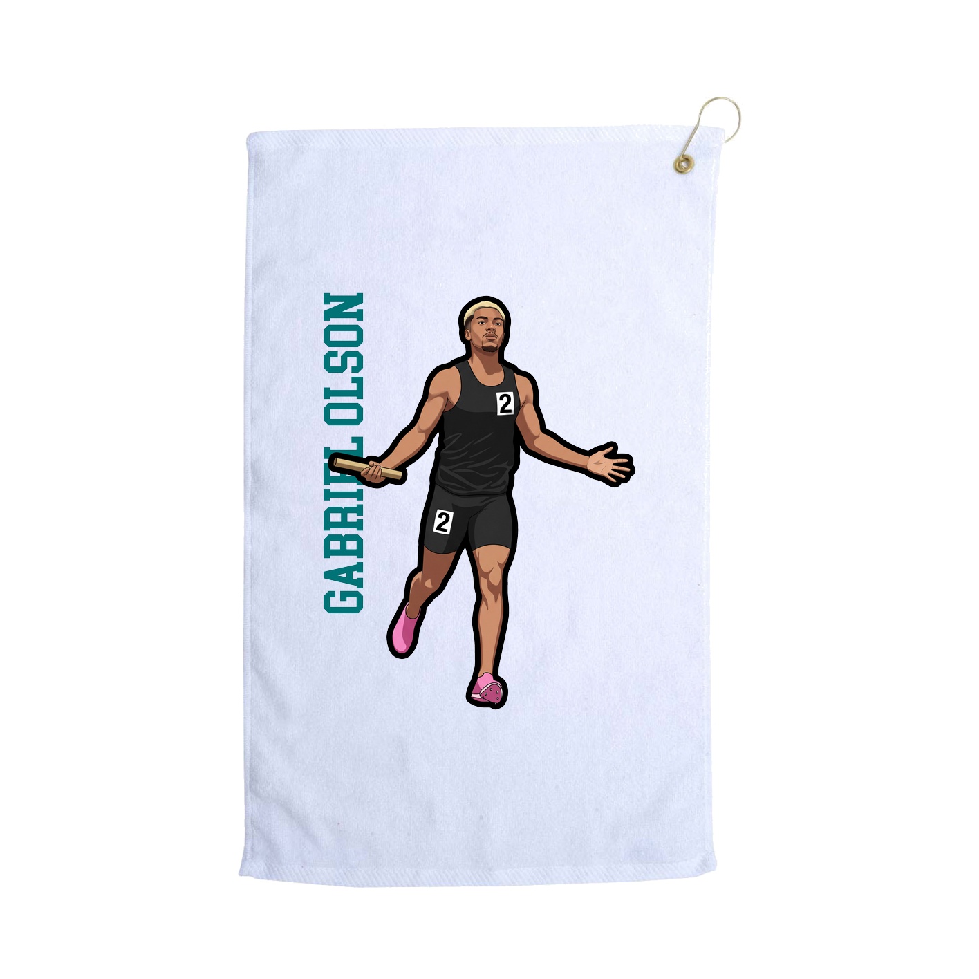 Golf Towel — Name Vertical in White