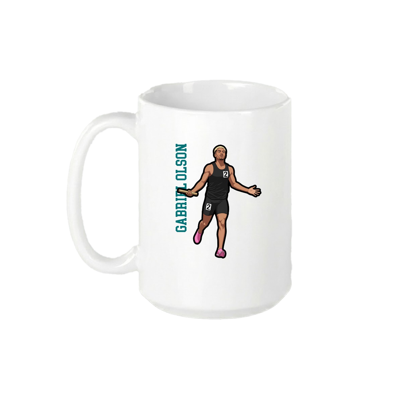 15oz Coffee Mug — Name Vertical in White