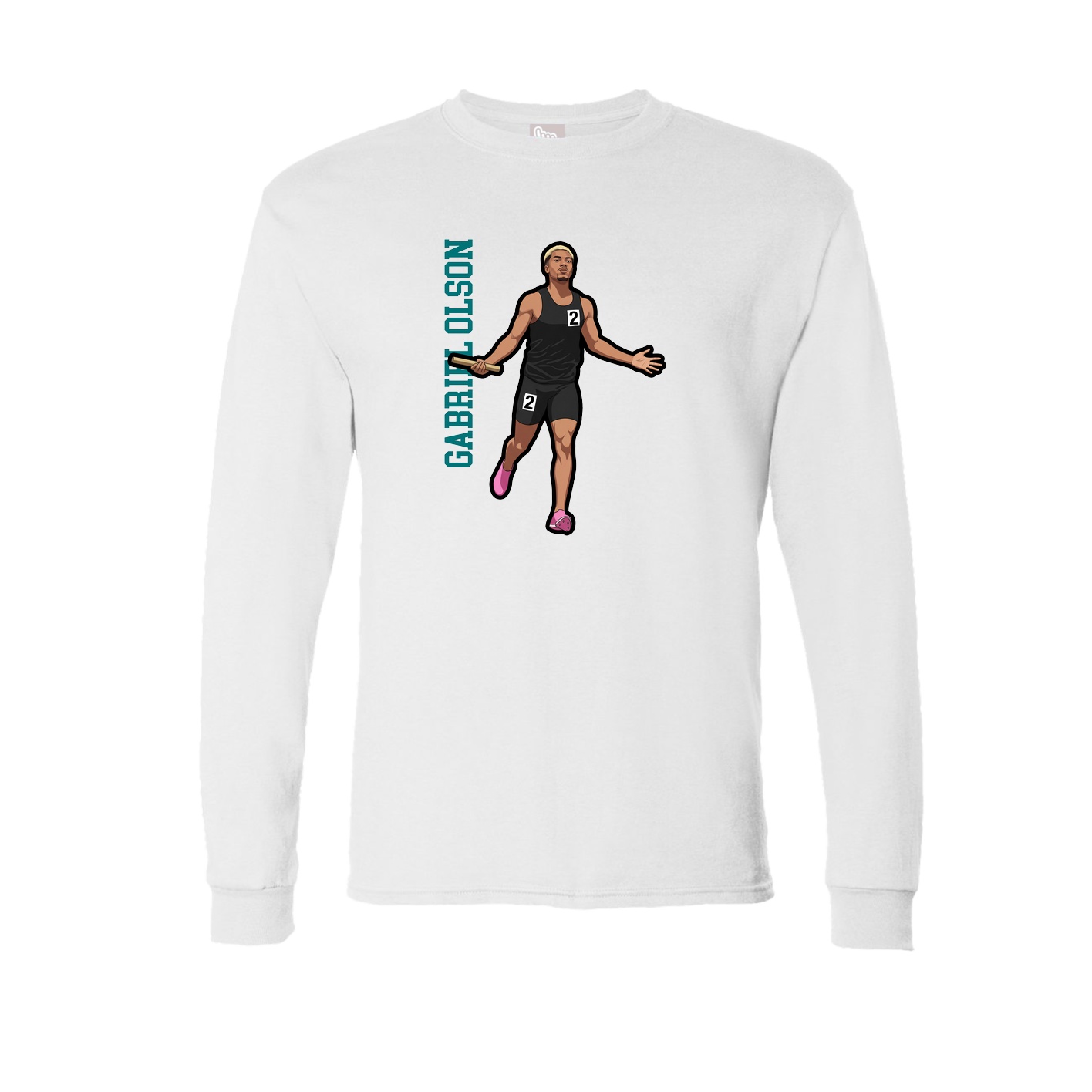 Long Sleeve Tee — Name Vertical in White