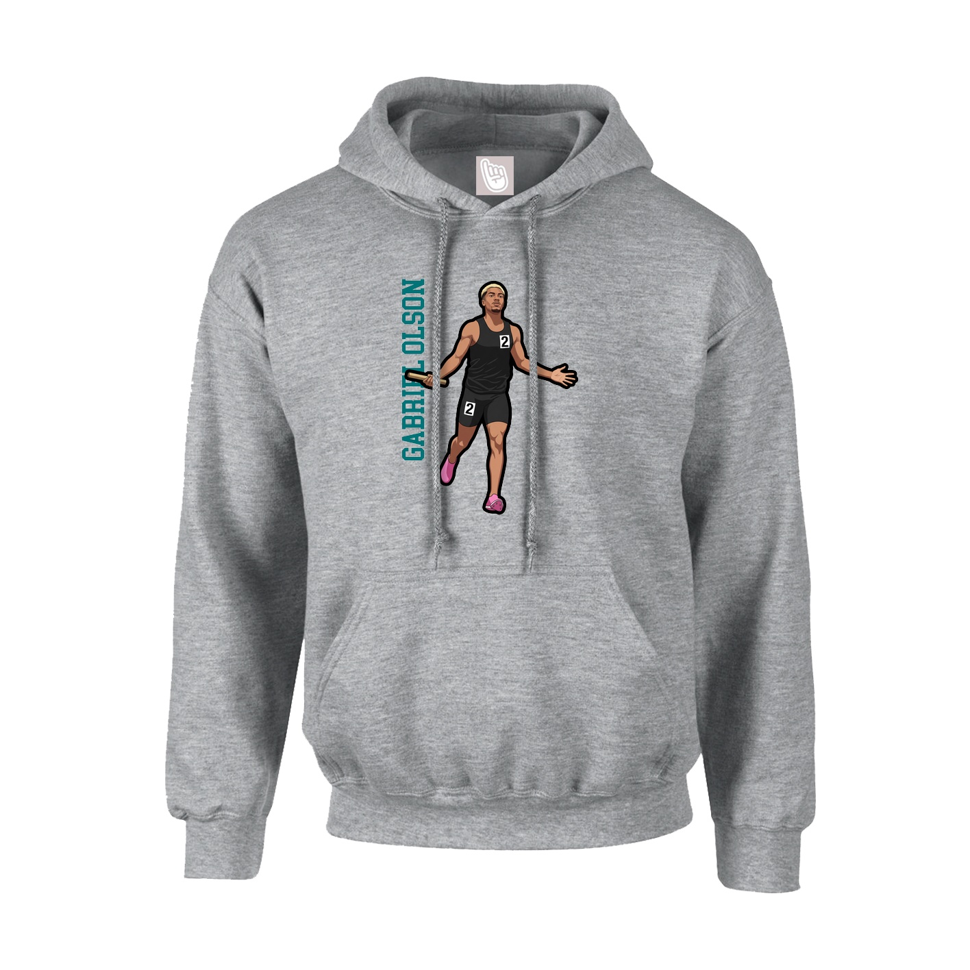 Youth Hoodie — Name Vertical in Grey