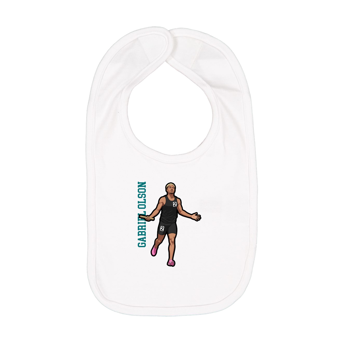 Infant Bib — Name Vertical in White