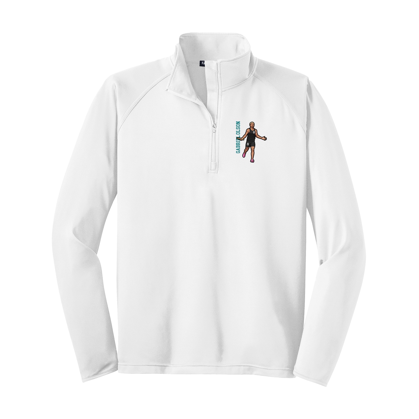 Q-Zip Pullover — Name Vertical in White