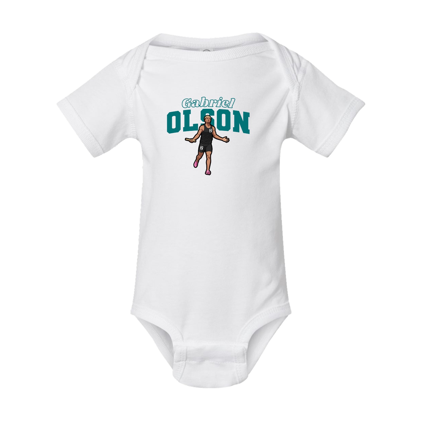 Baby Onesie — Name Arch in White