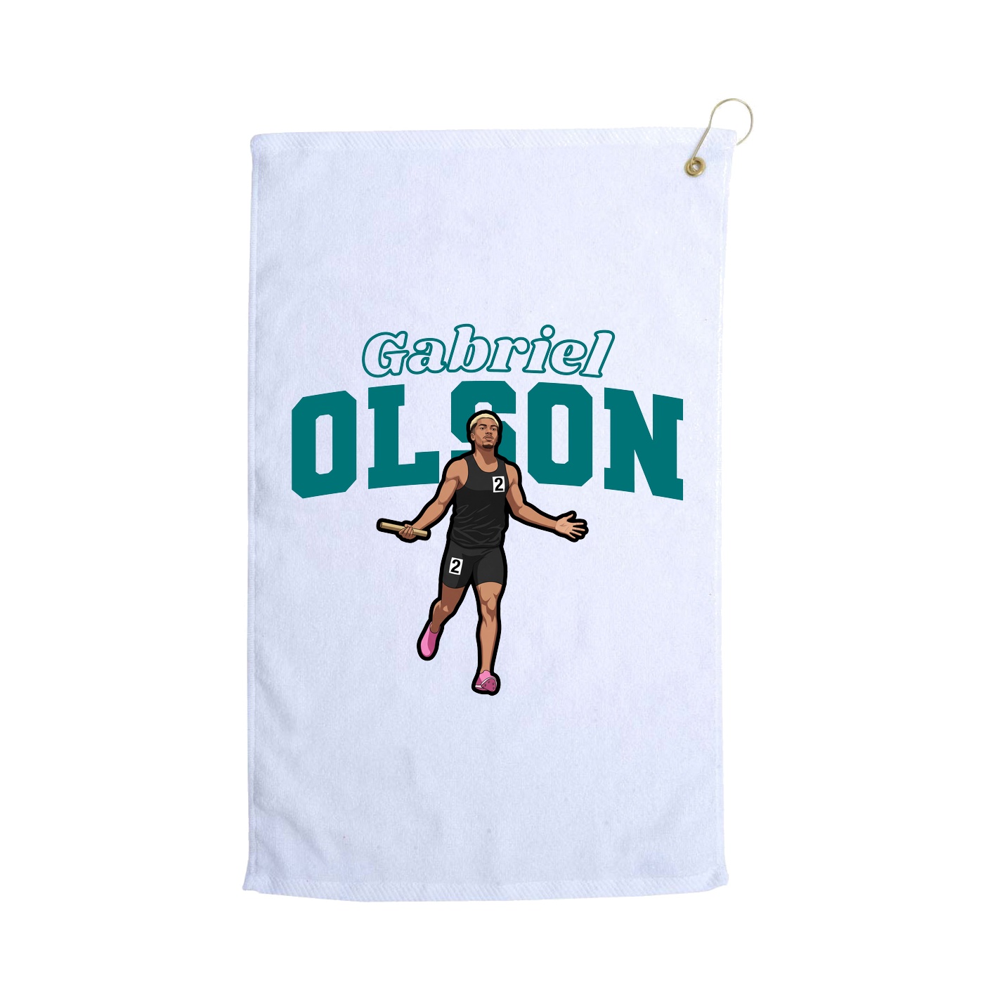 Golf Towel — Name Arch in White