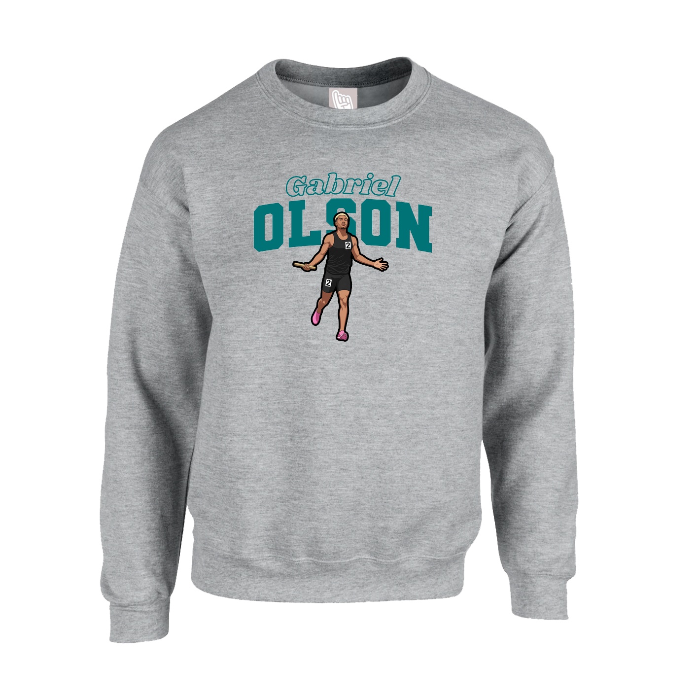 Fleece Crew — Name Arch in Grey