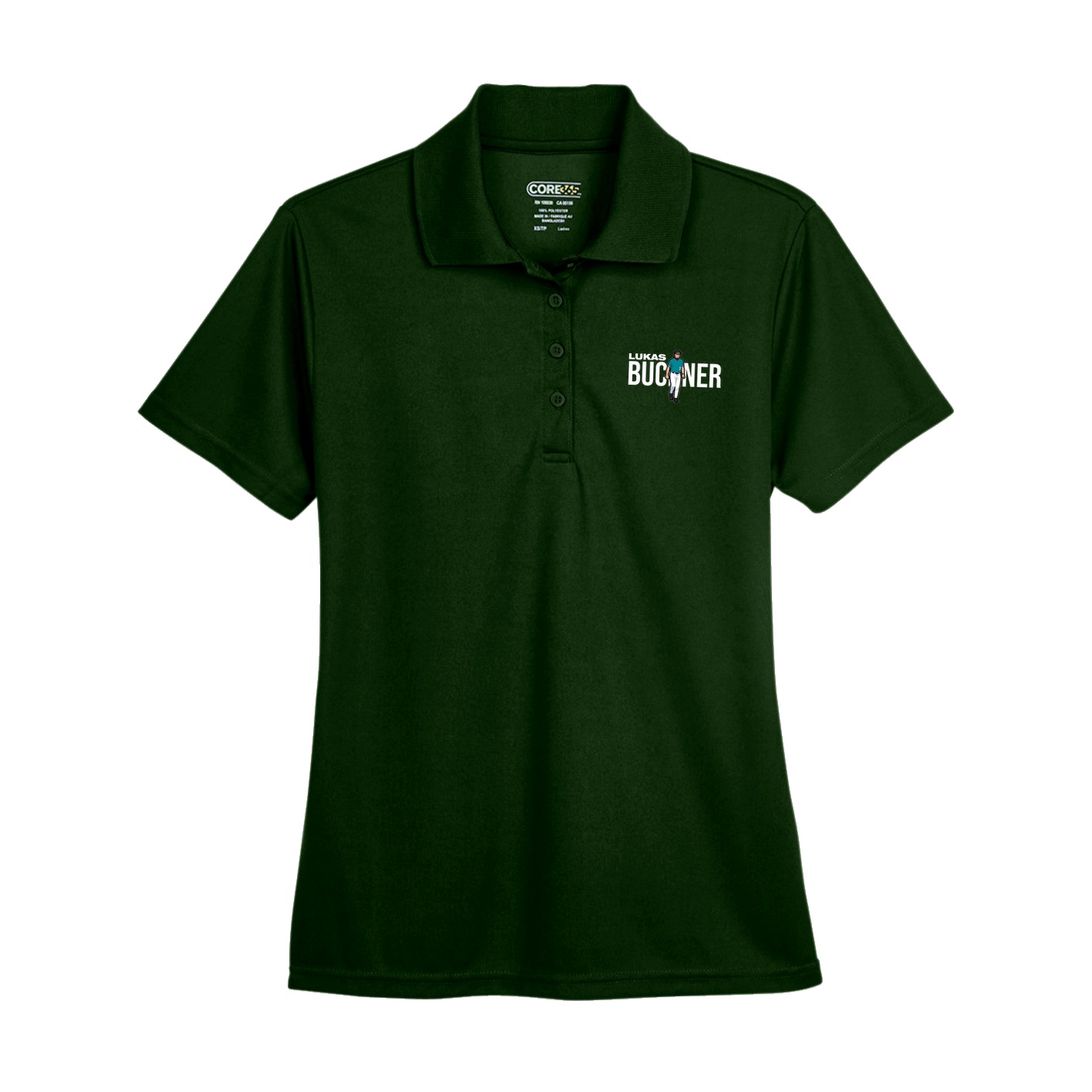 Womens Performance Polo — Player Name in Green