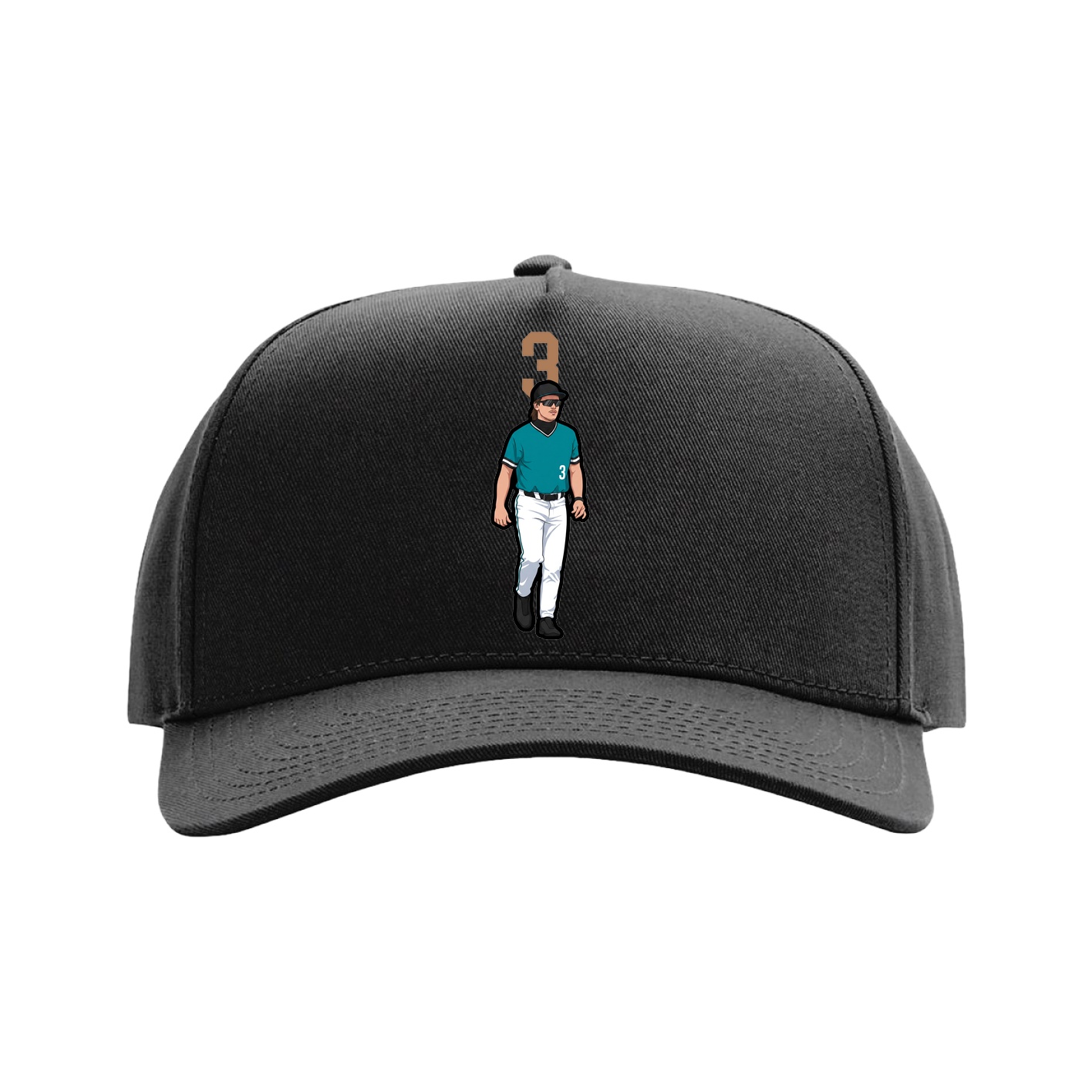 Full Fabric Five-Panel Champ Cap — Number Top in Black