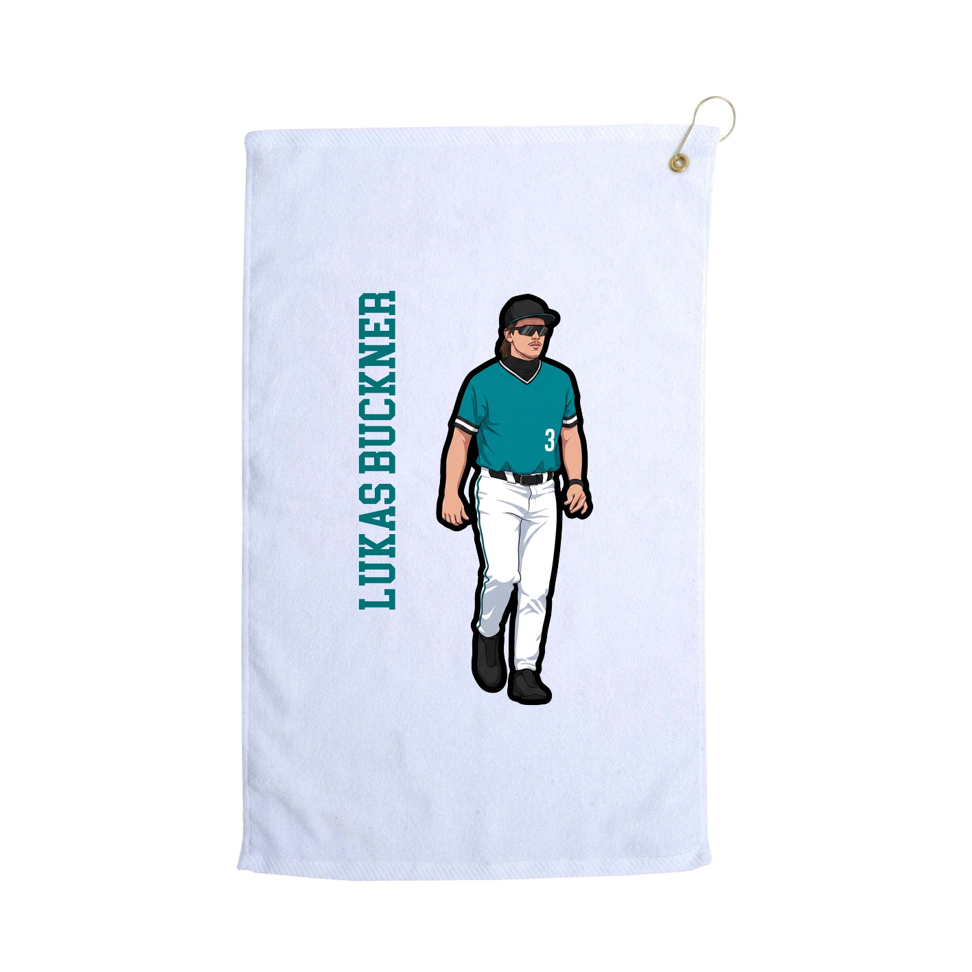 Golf Towel — Name Vertical in White
