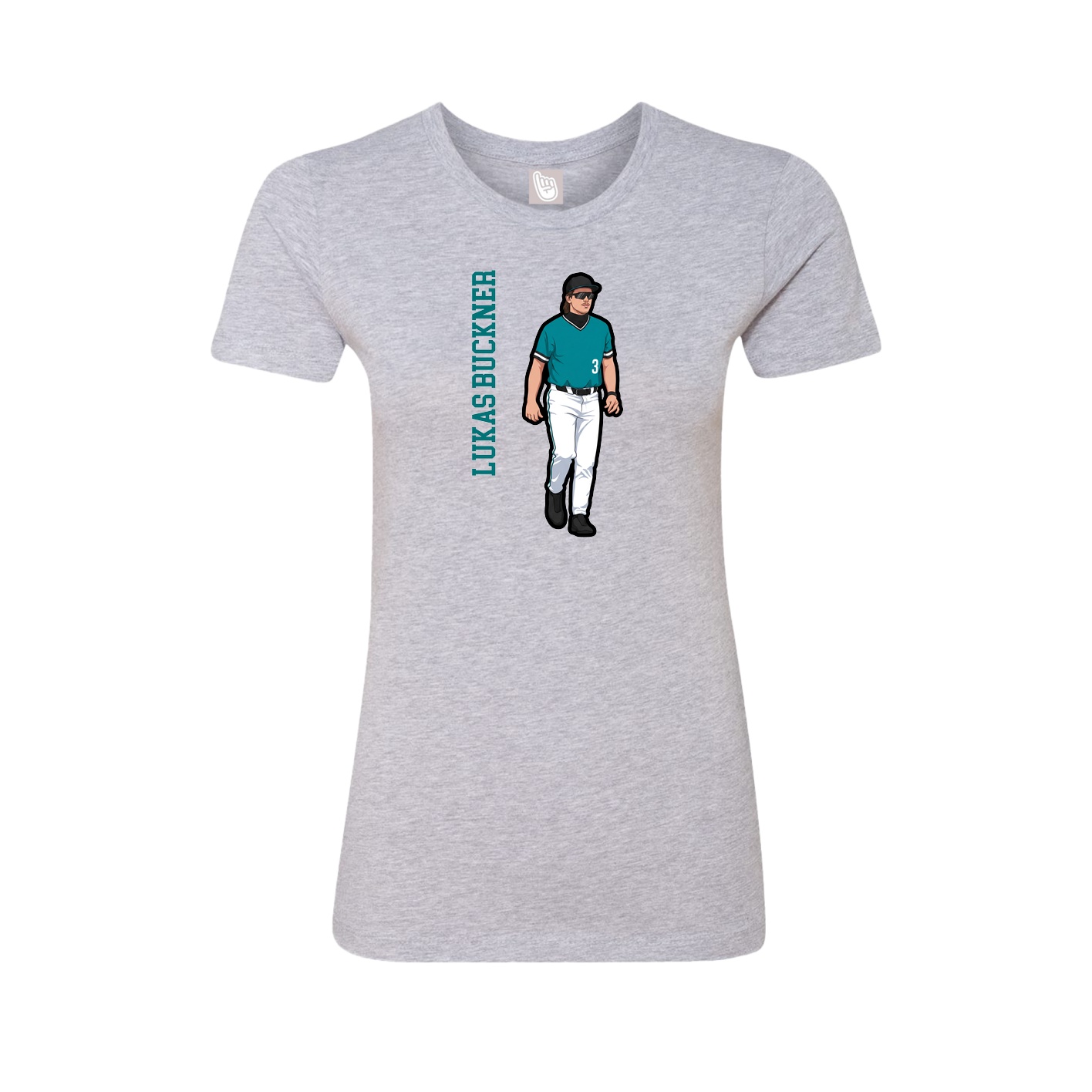 Fitted Women's Tee — Name Vertical in Grey