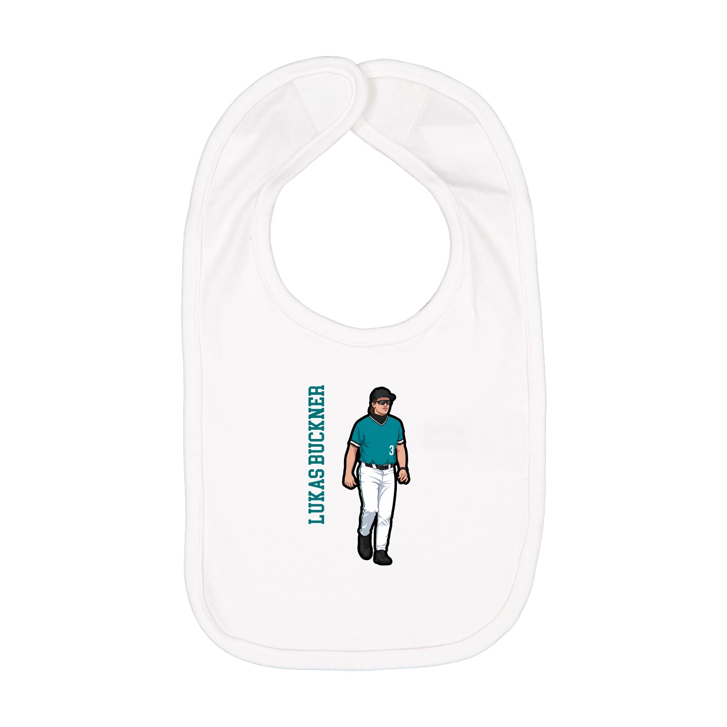 Infant Bib — Name Vertical in White
