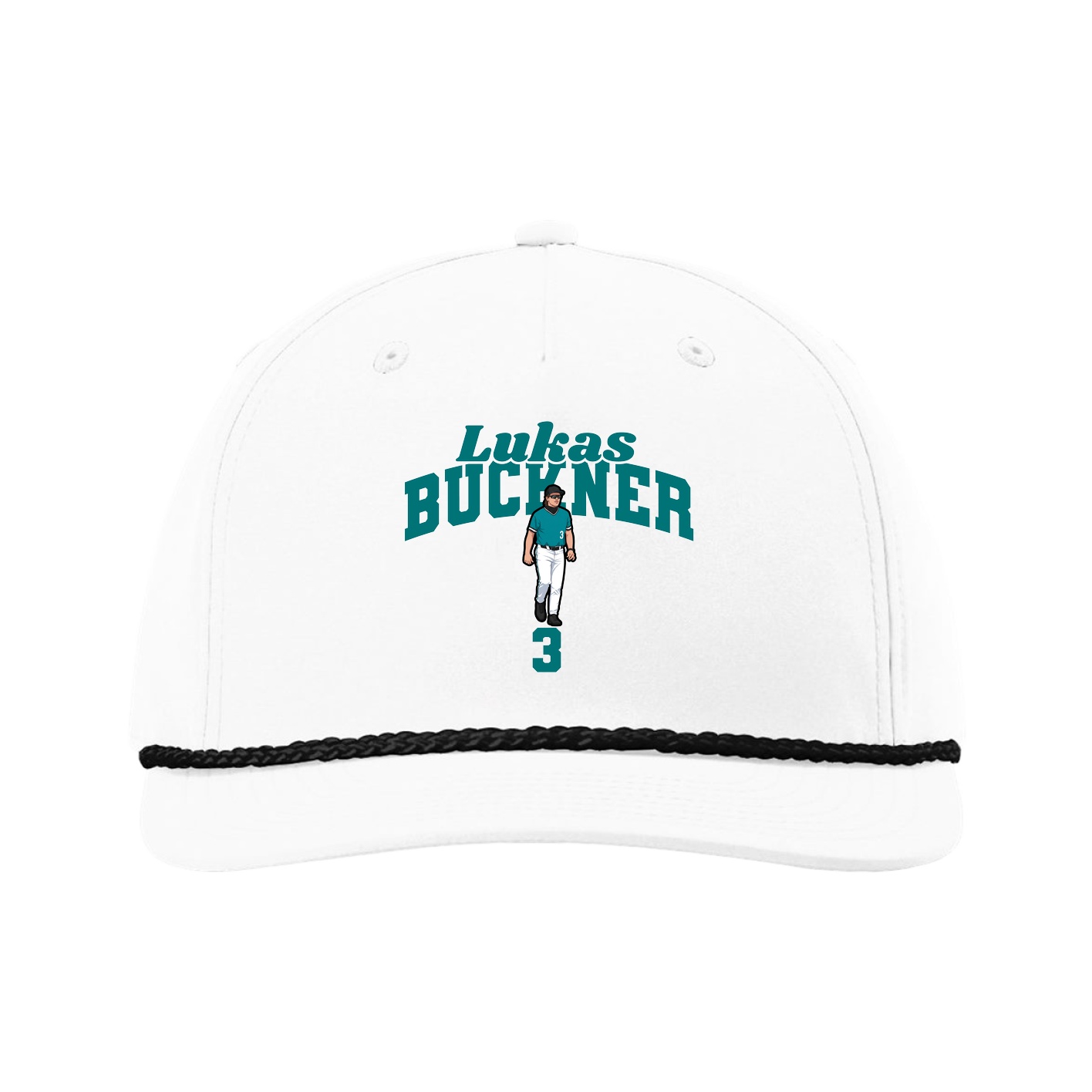 Five-Panel Classic Rope Cap — Signature Arch in White