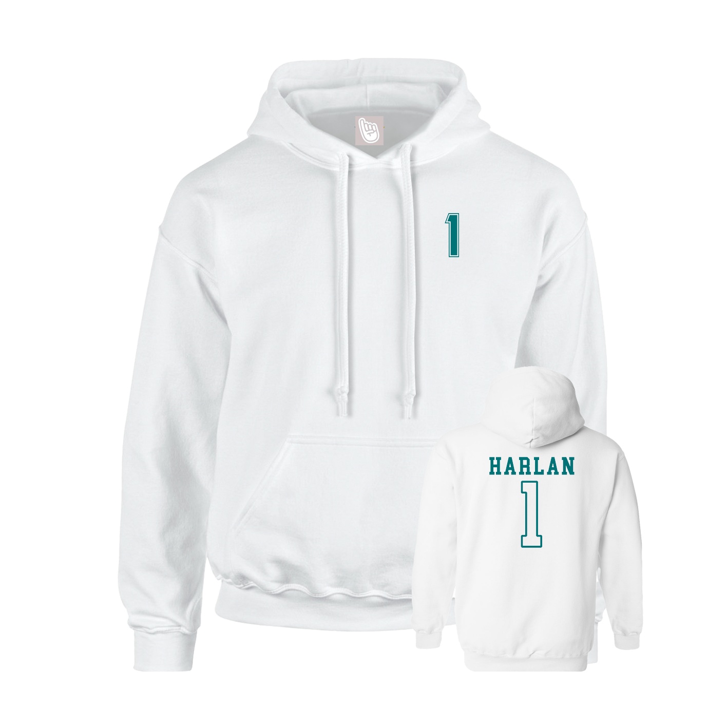 Youth Hoodie — Chest Back in White