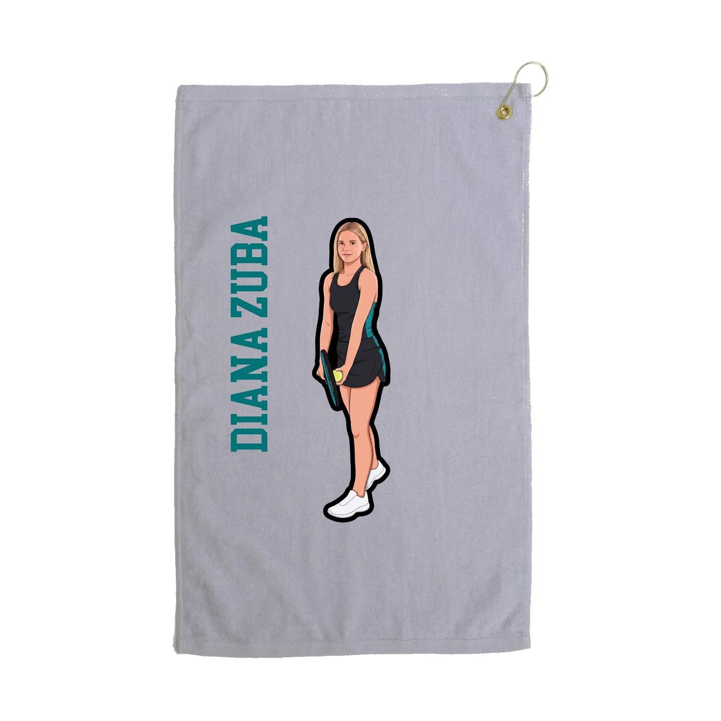 Golf Towel — Name Vertical in Grey
