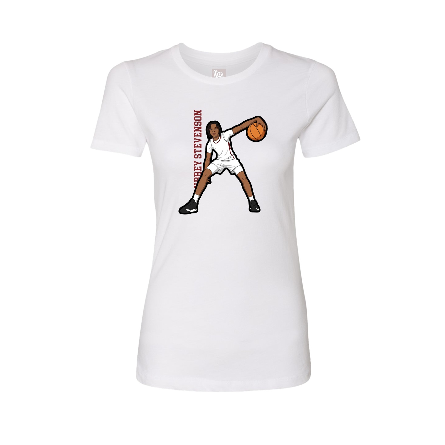 Fitted Women's Tee — Name Vertical in White