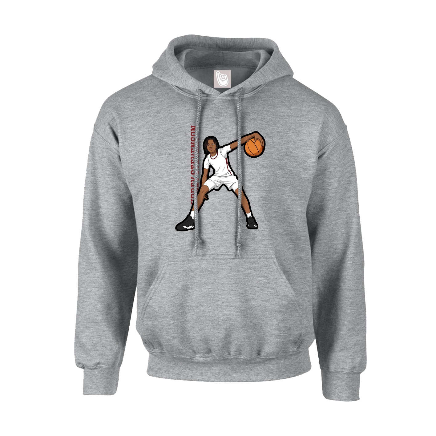 Youth Hoodie — Name Vertical in Grey
