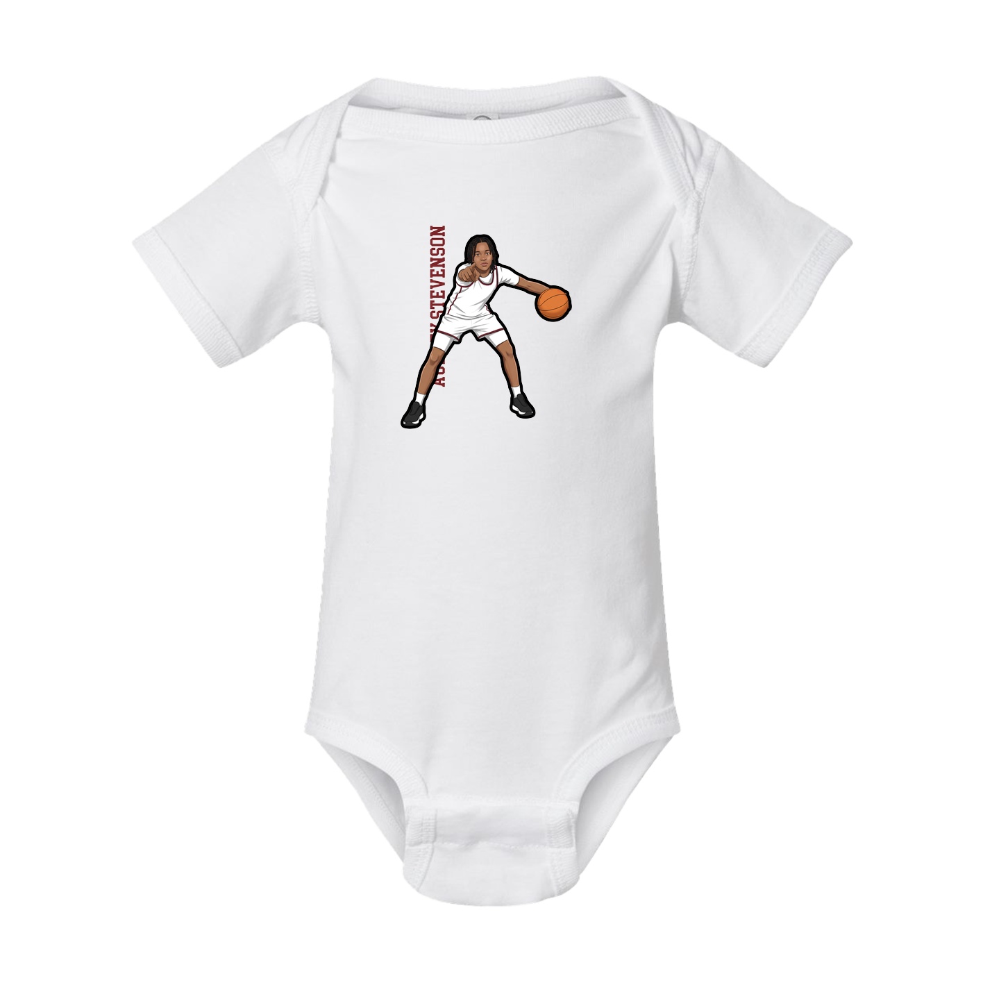 Baby Onesie — Name Vertical in White