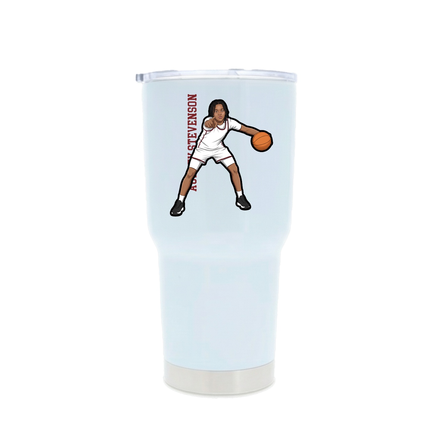 30oz Stainless Steel Tumbler — Name Vertical in White