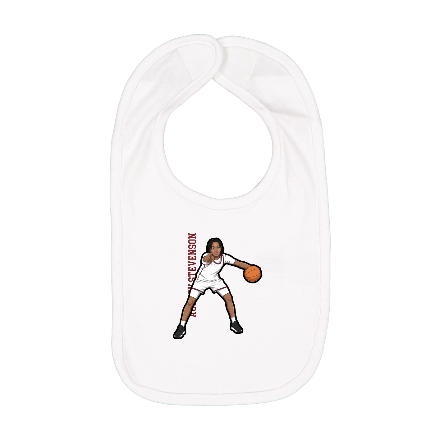 Infant Bib — Name Vertical in White