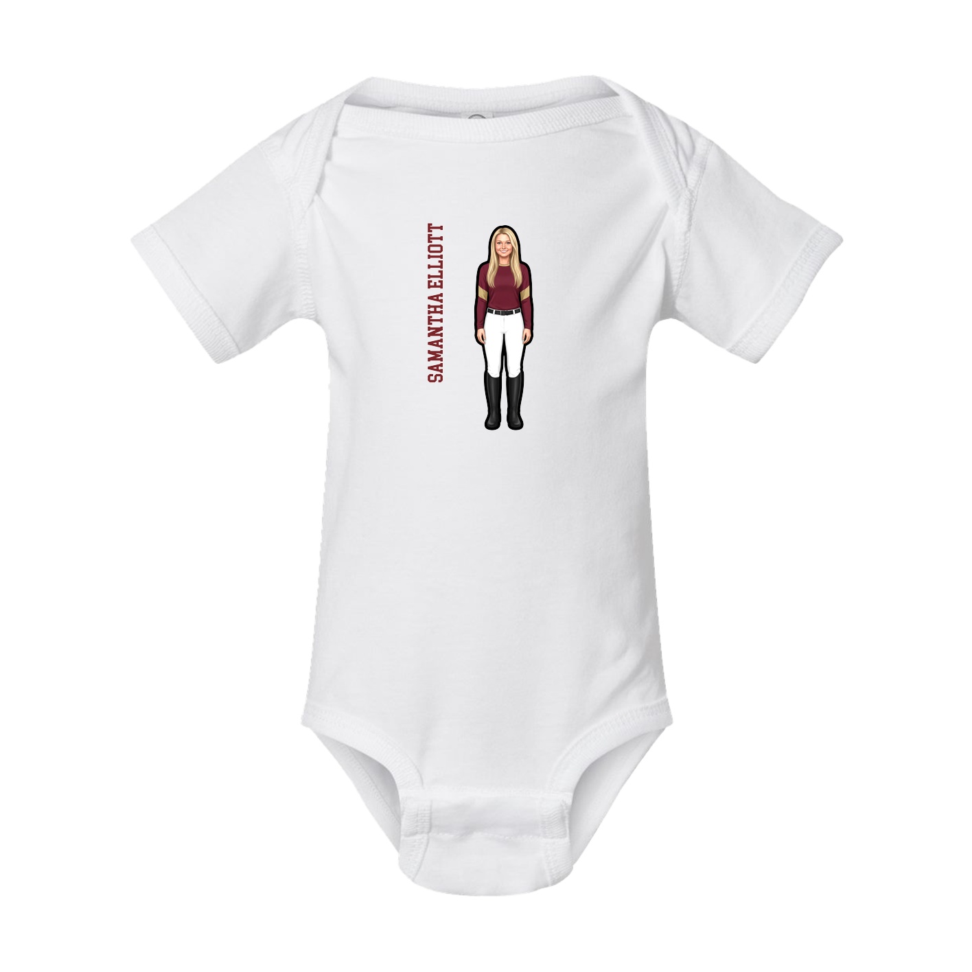 Baby Onesie — Name Vertical in White