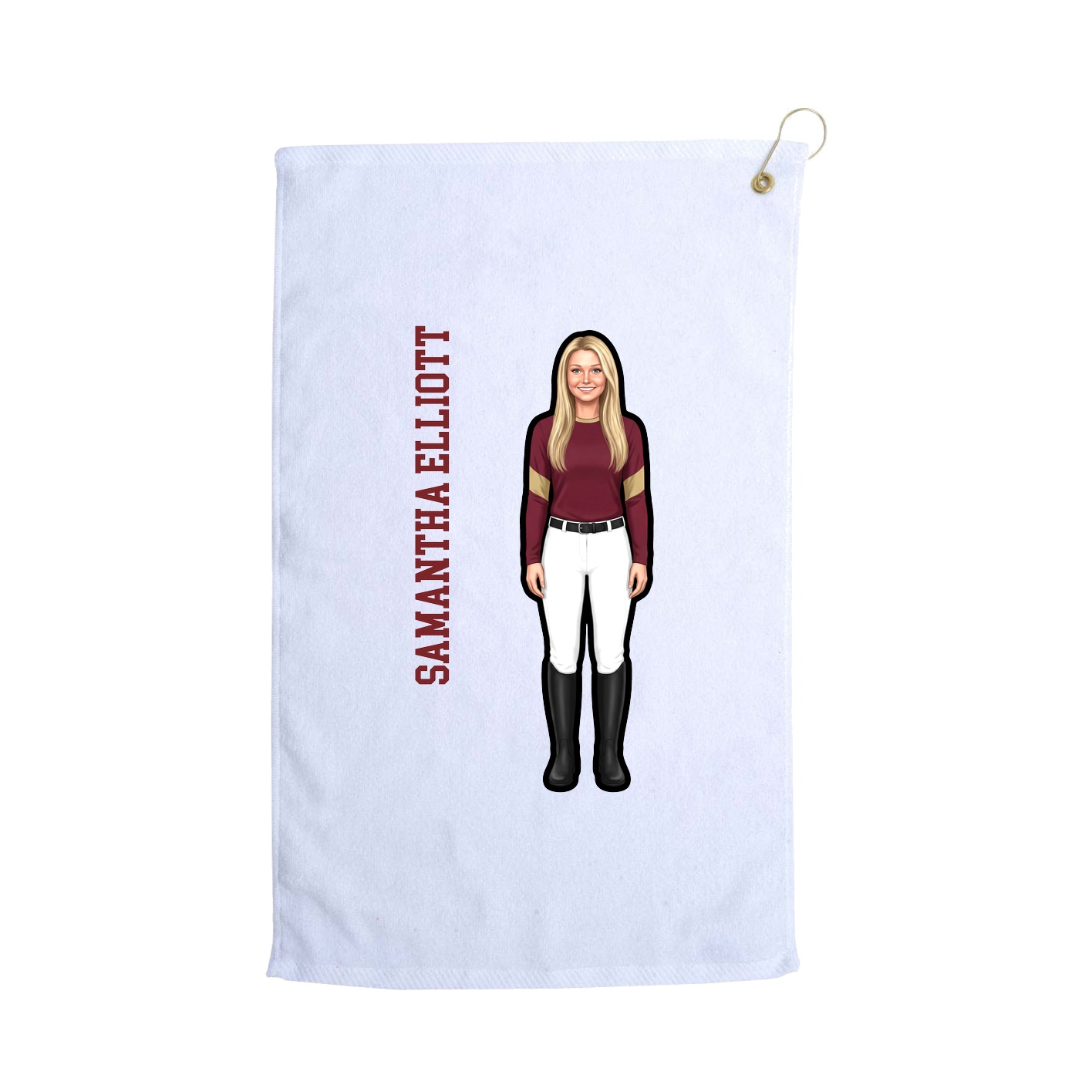 Golf Towel — Name Vertical in White