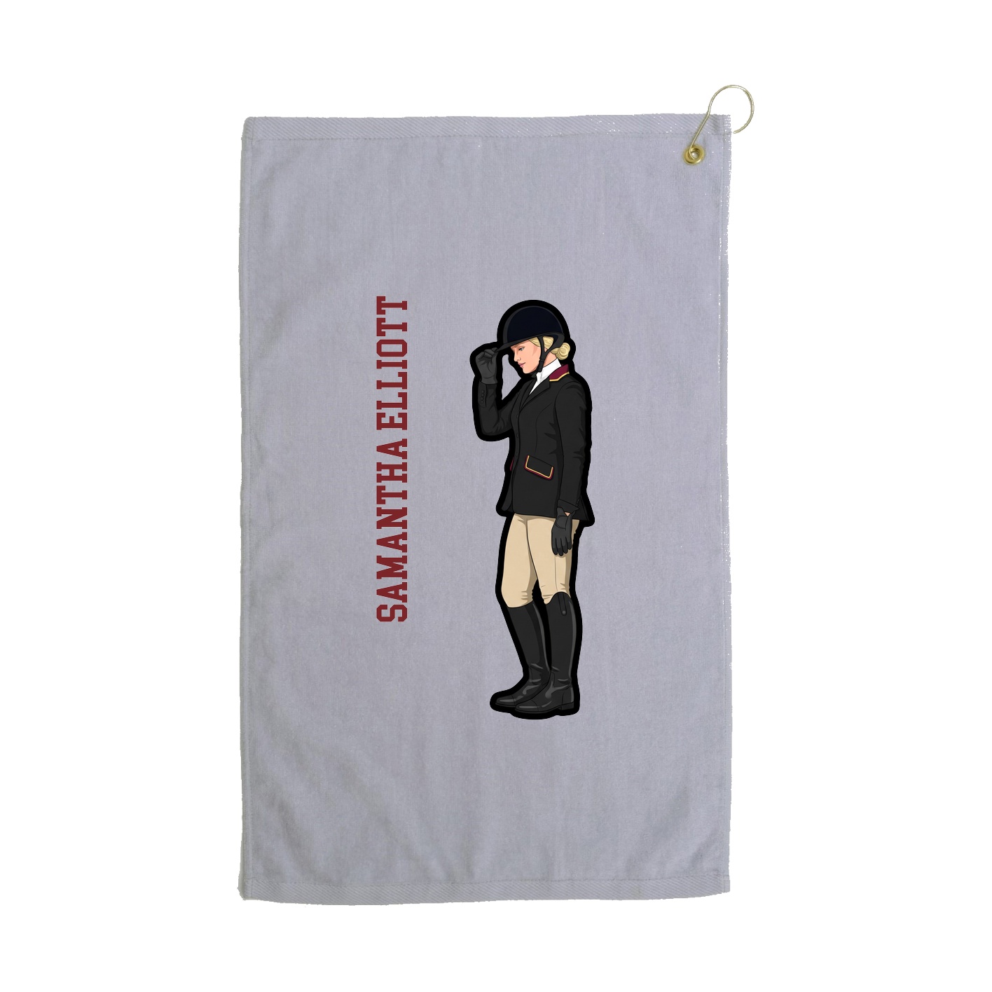 Golf Towel — Name Vertical in Grey