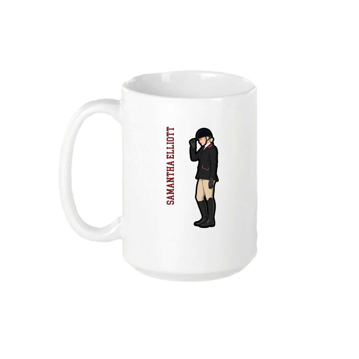 15oz Coffee Mug — Name Vertical in White