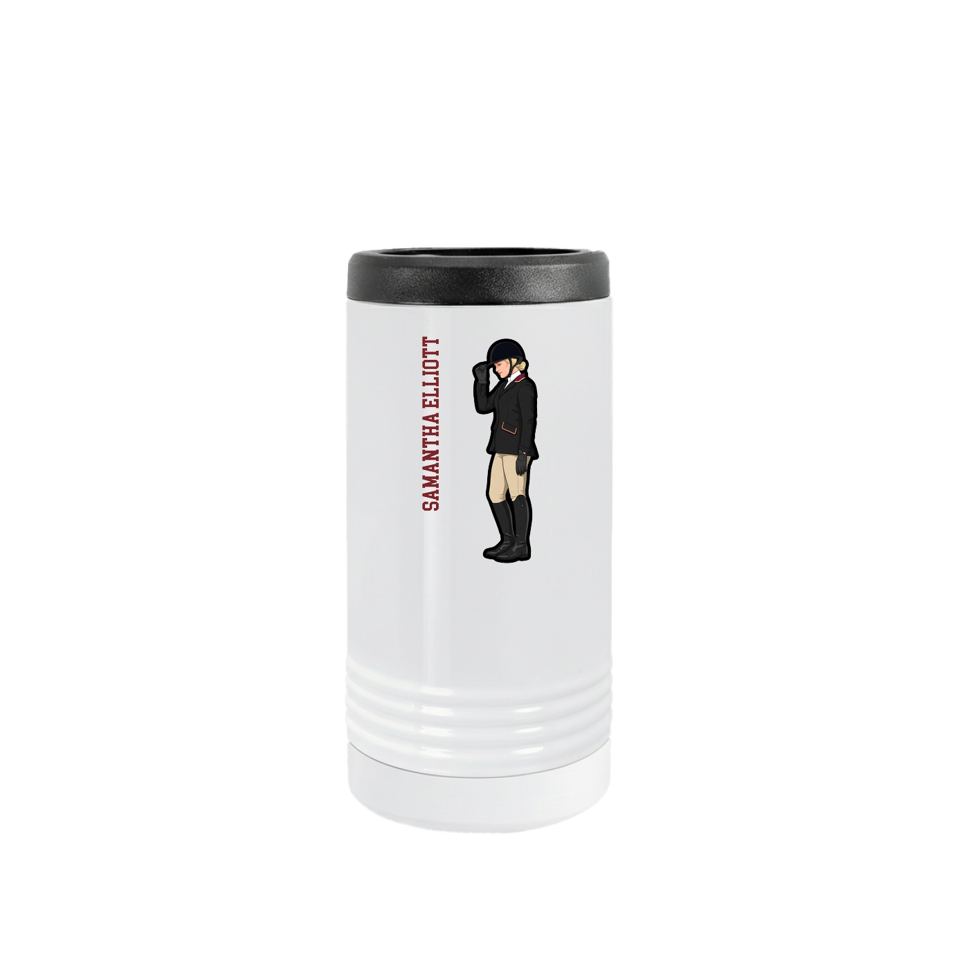 Slim Beverage Holder — Name Vertical in White