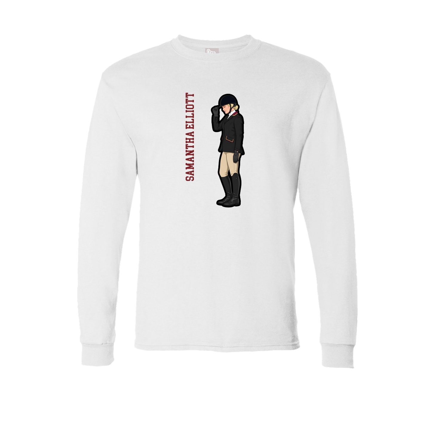 Long Sleeve Tee — Name Vertical in White