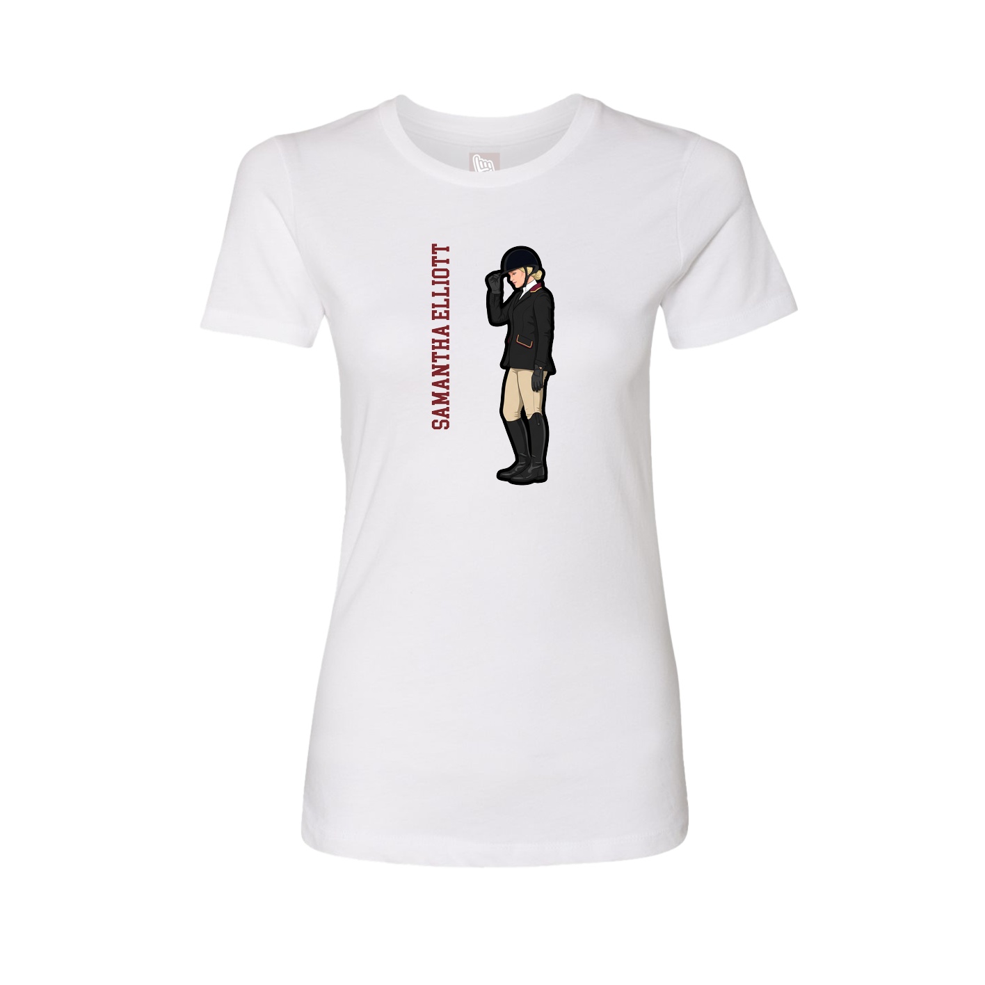 Fitted Women's Tee — Name Vertical in White