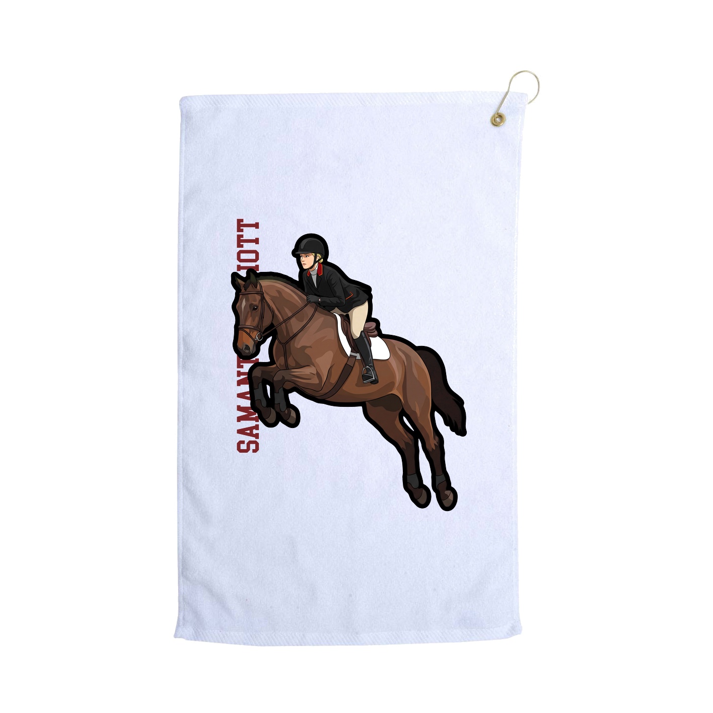 Golf Towel — Name Vertical in White