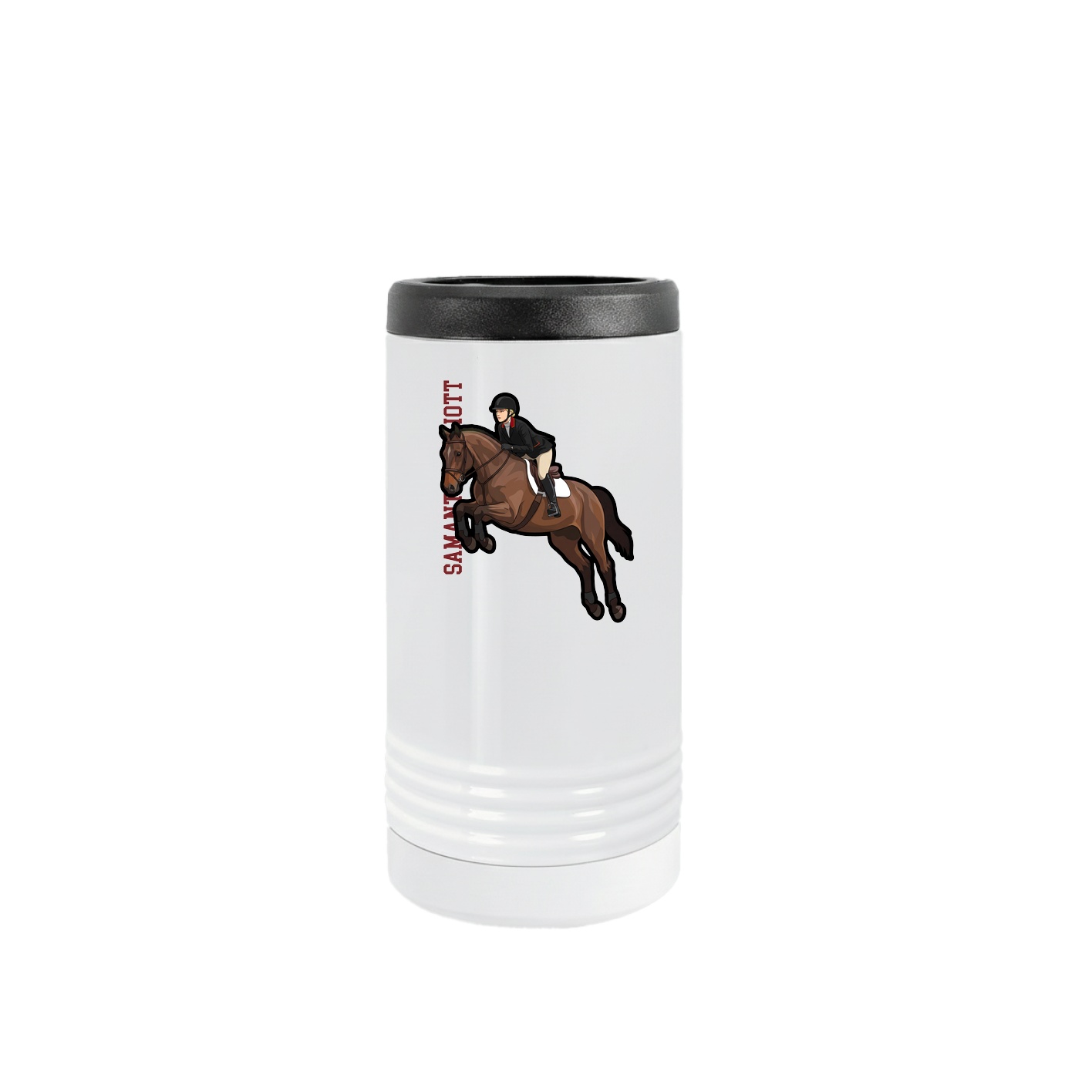 Slim Beverage Holder — Name Vertical in White