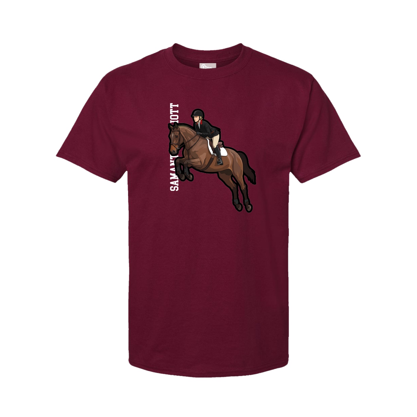 Youth Tee — Name Vertical in Cardinal