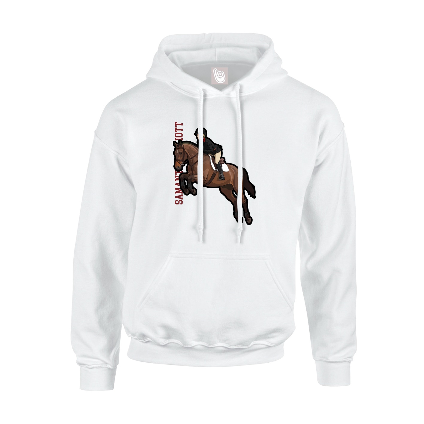 Youth Hoodie — Name Vertical in White