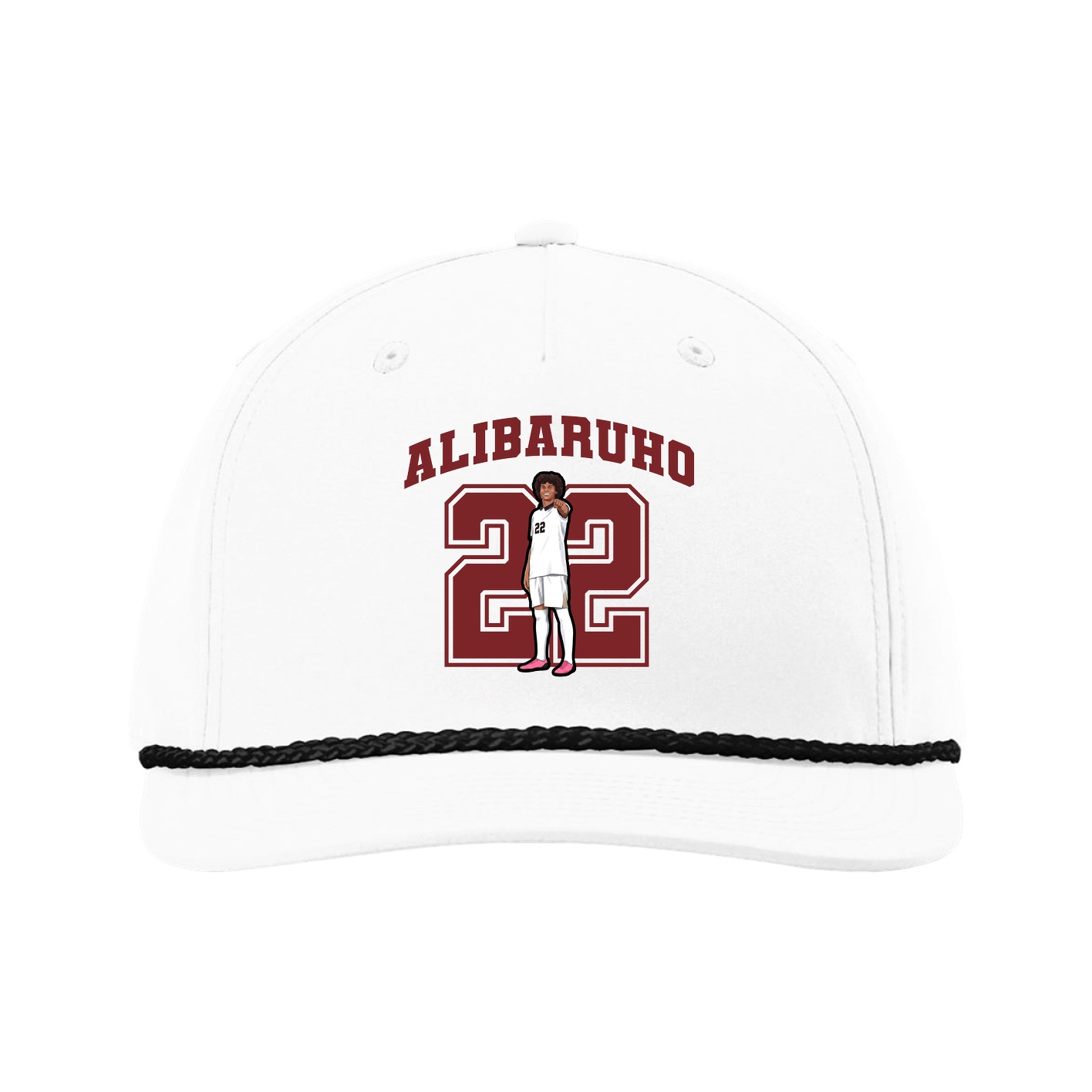 Five-Panel Classic Rope Cap — Number in White