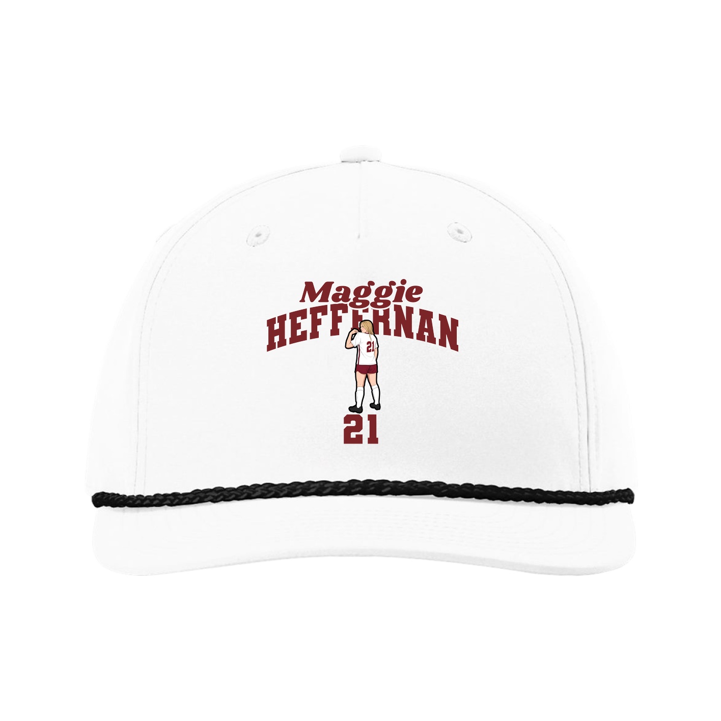 Five-Panel Classic Rope Cap — Signature Arch in White