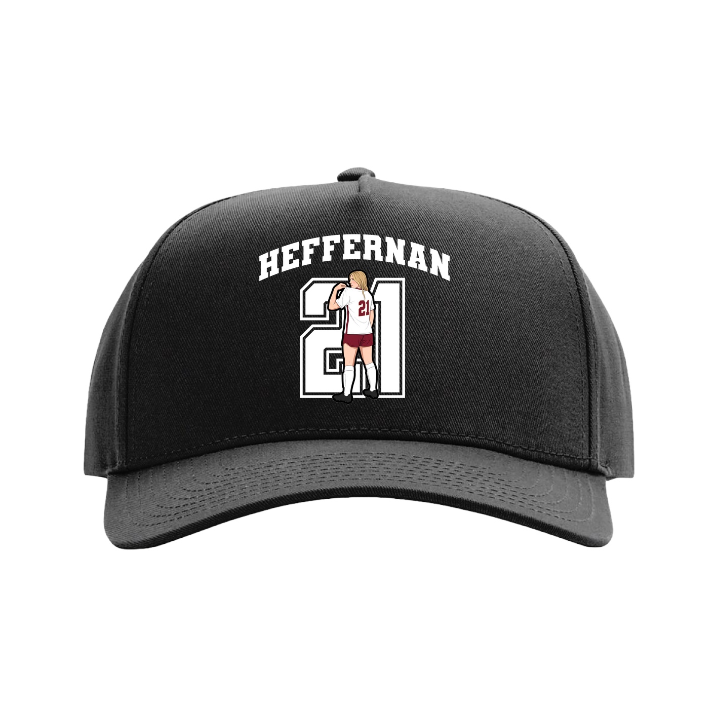 Full Fabric Five-Panel Champ Cap — Number in Black