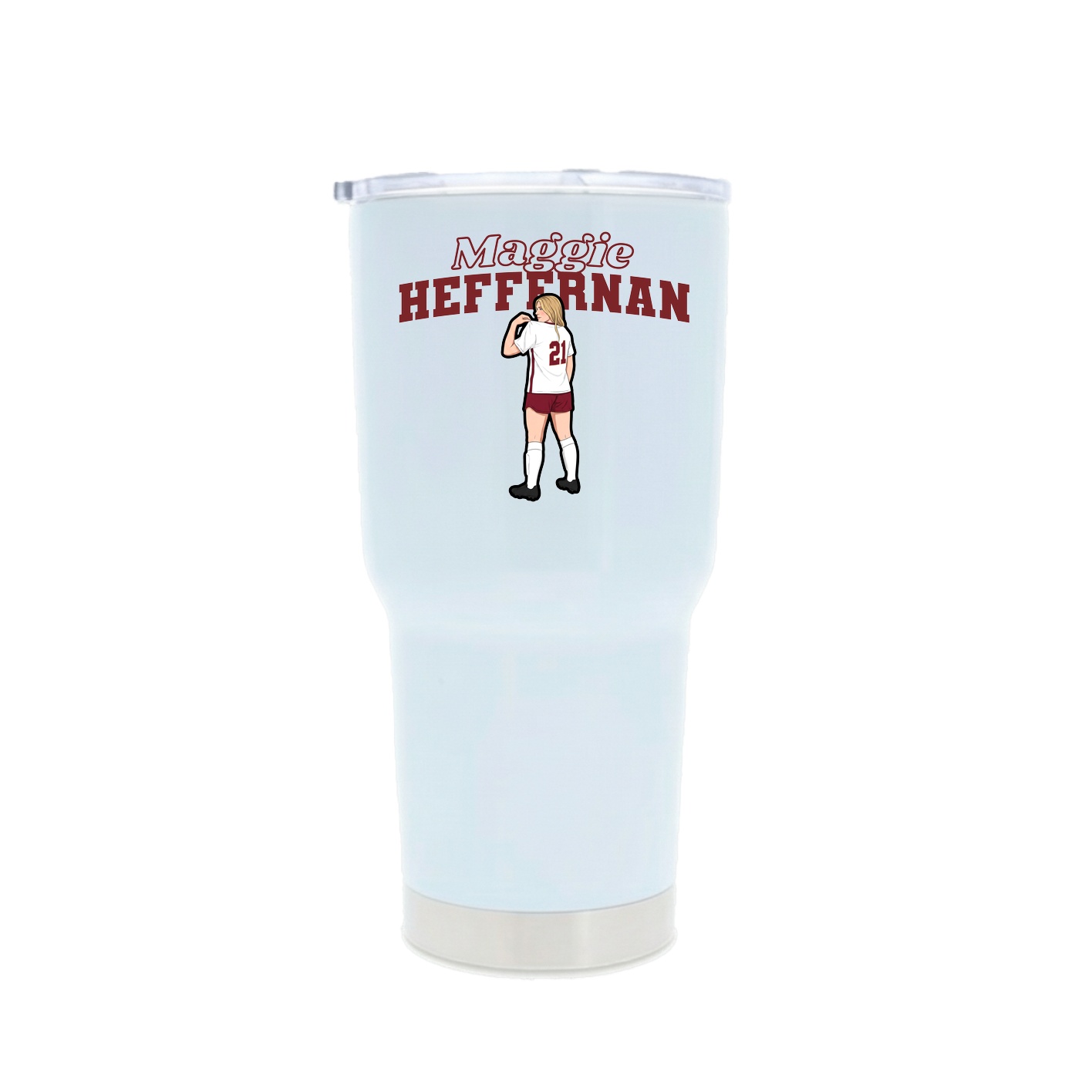 30oz Stainless Steel Tumbler — Name Arch in White