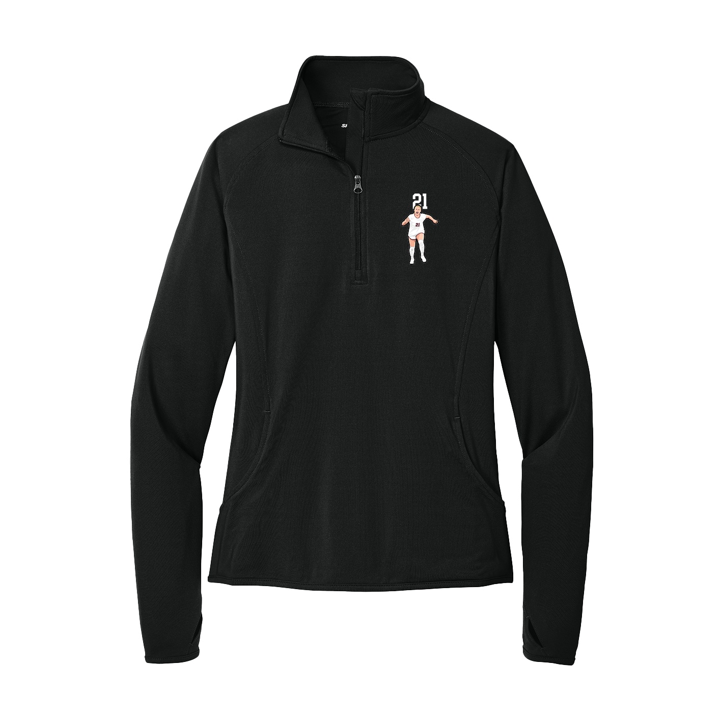 Women's Q-Zip Pullover — Number Top in Black