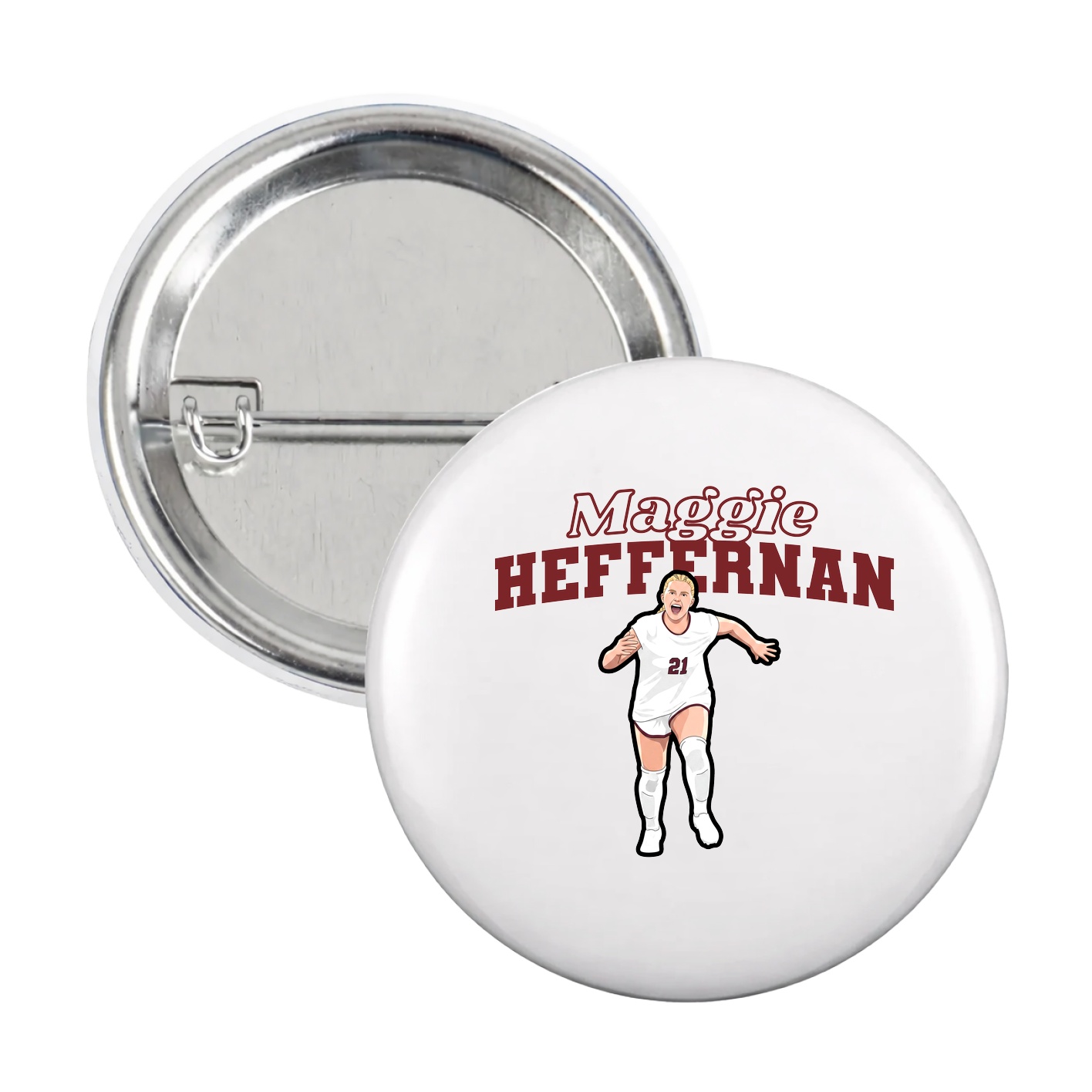 Game Day Button — Name Arch in White