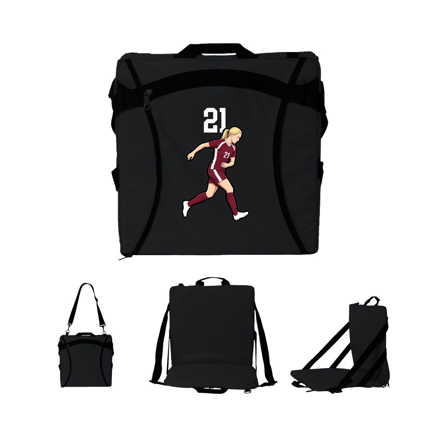 Folding Stadium Seat — Number Top in Black