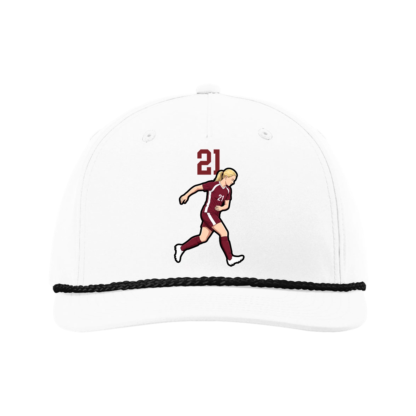 Five-Panel Classic Rope Cap — Number Top in White