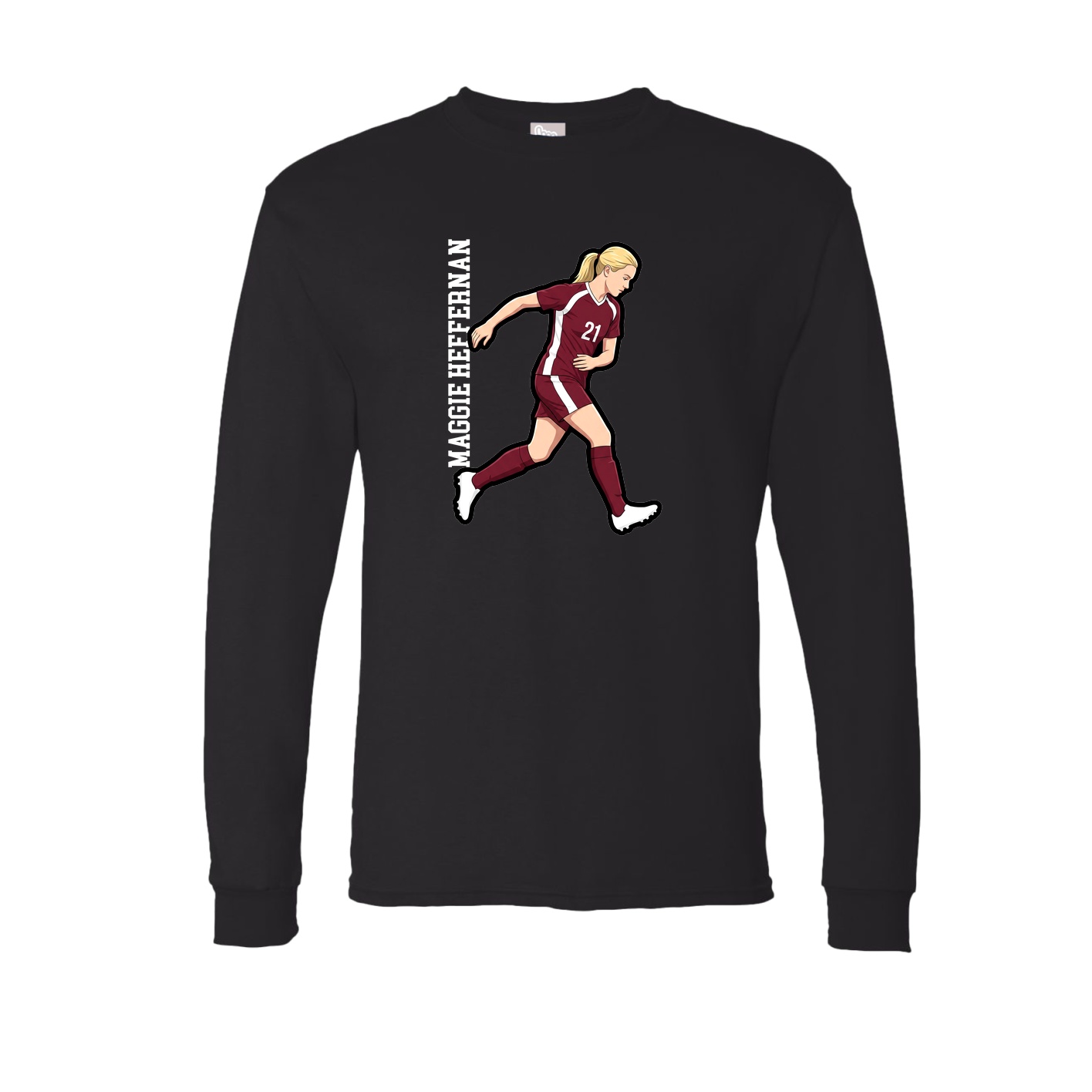 Long Sleeve Tee — Name Vertical in Black