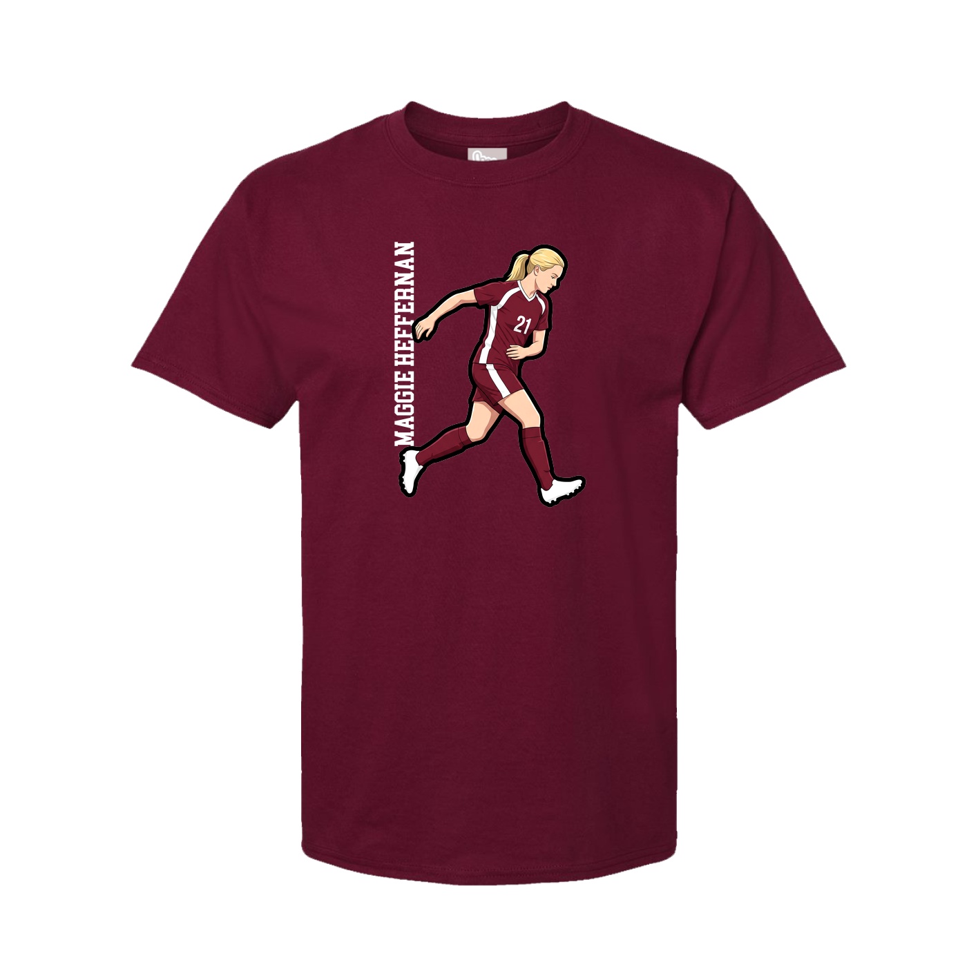 Youth Tee — Name Vertical in Cardinal