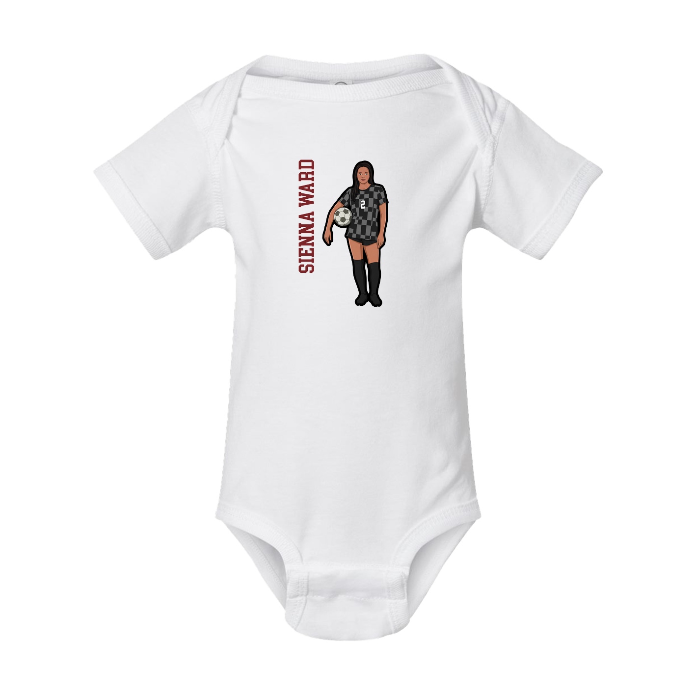 Baby Onesie — Name Vertical in White