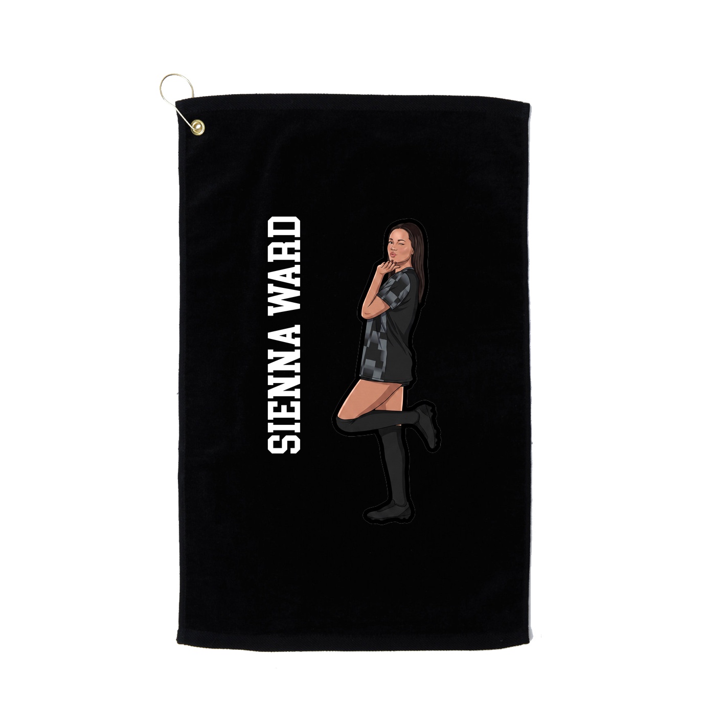 Golf Towel — Name Vertical in Black