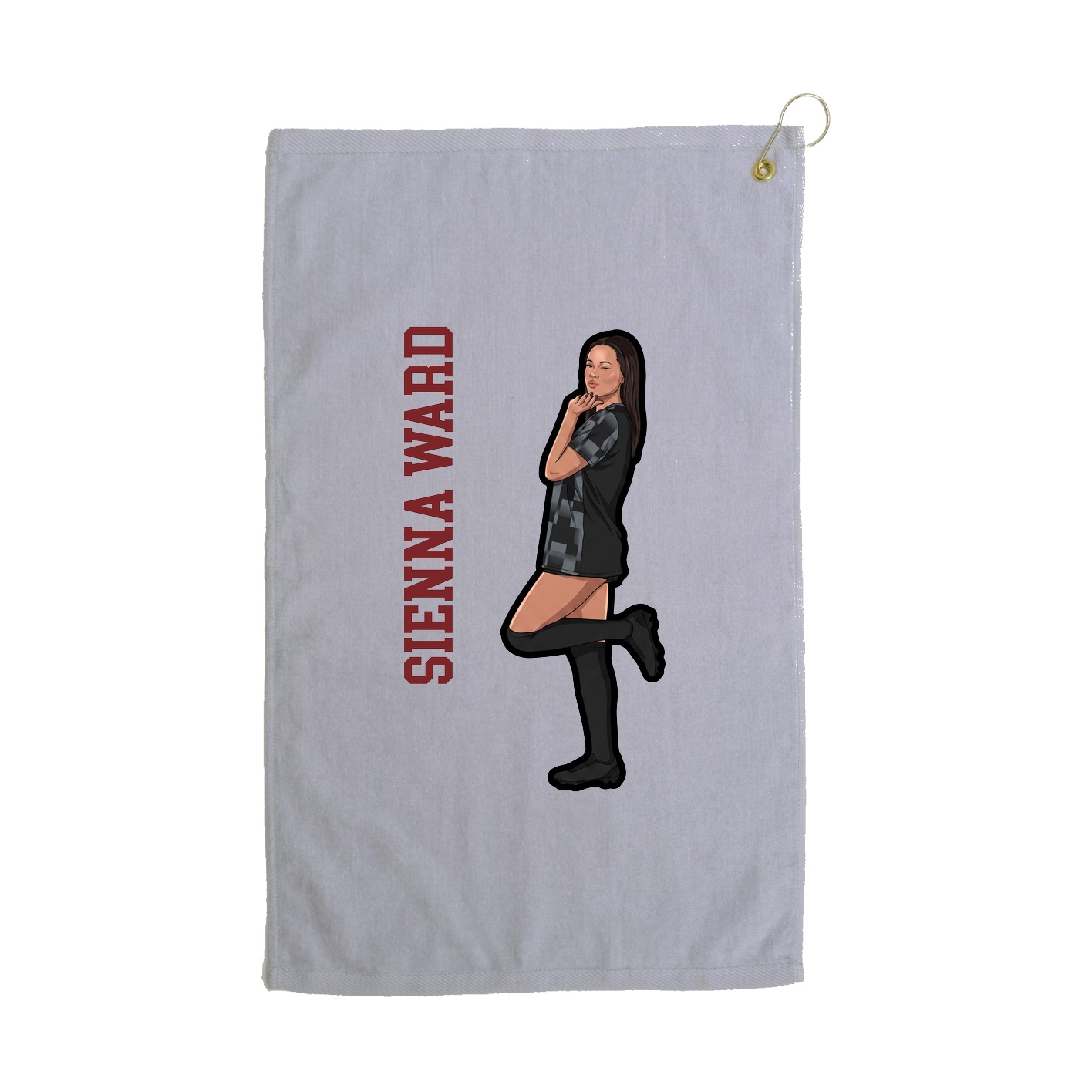 Golf Towel — Name Vertical in Grey
