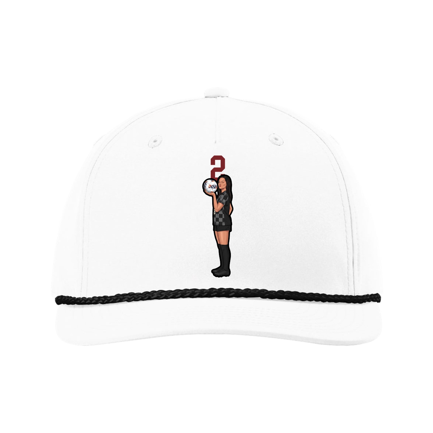 Five-Panel Classic Rope Cap — Number Top in White