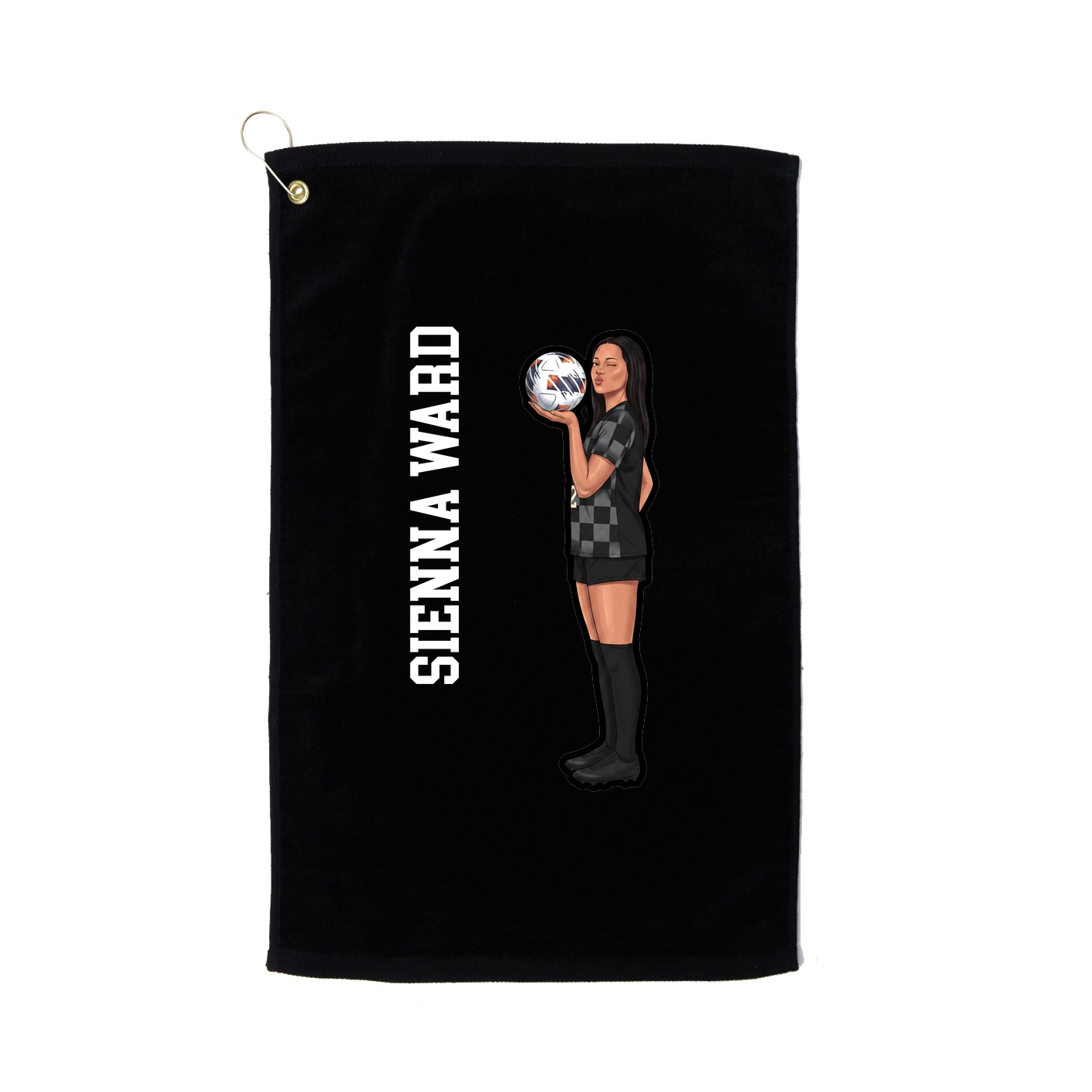 Golf Towel — Name Vertical in Black