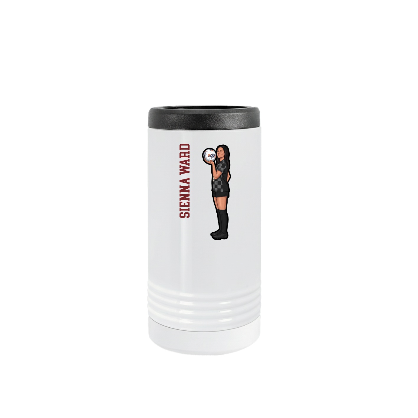 Slim Beverage Holder — Name Vertical in White